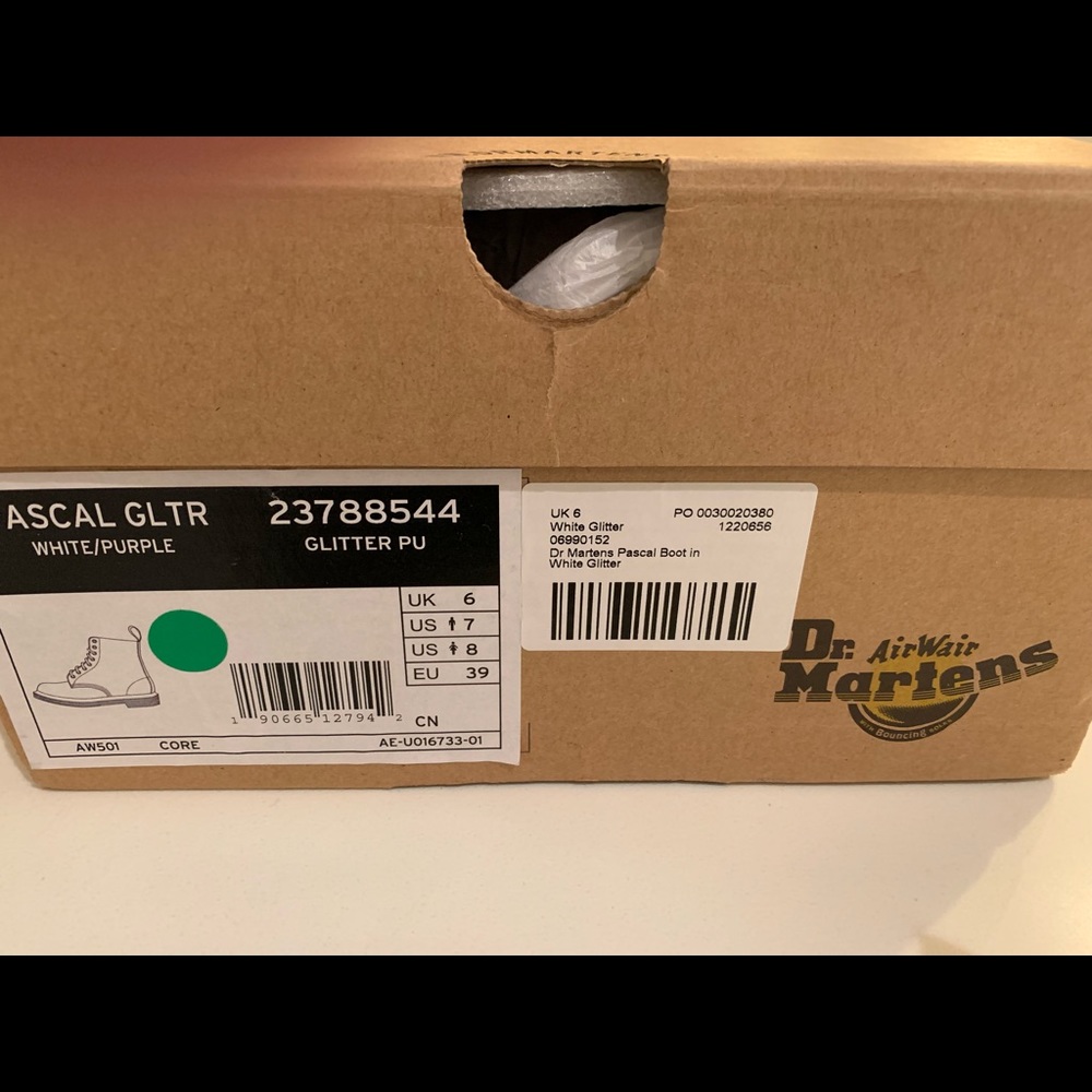 White Glitter Dr. Martens Air Wair